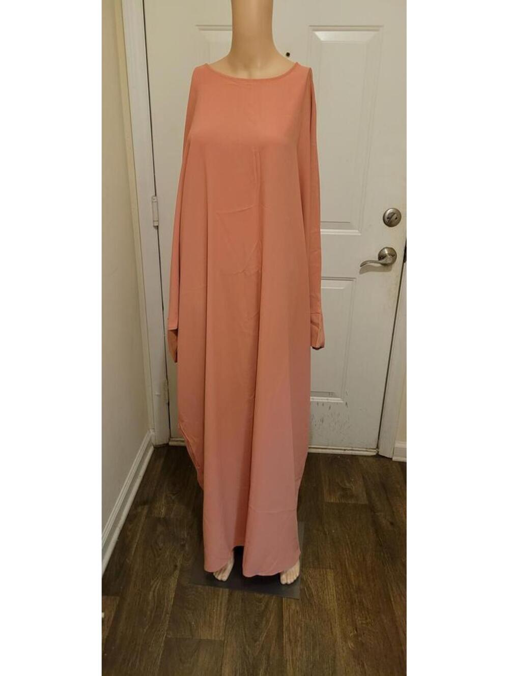 OBEEII One Size Long Sleeve Maxi Dress in Peach